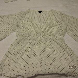 Torrid white with black poka dot faux wrap blouse